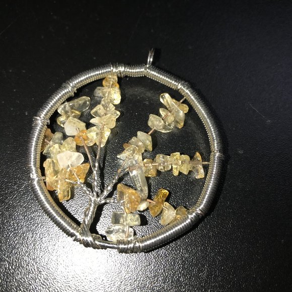 2 1/8" Natural Citrine Gemstone Tree Of Life Wire Wrap Pendant - Picture 2 of 12